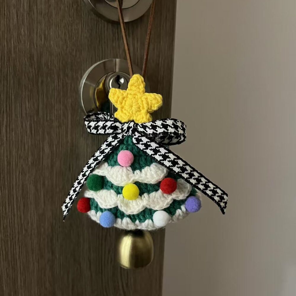 Cute Crochet Christmas Tree Decoration – Bell Hanging Ornament for Holiday Cheer