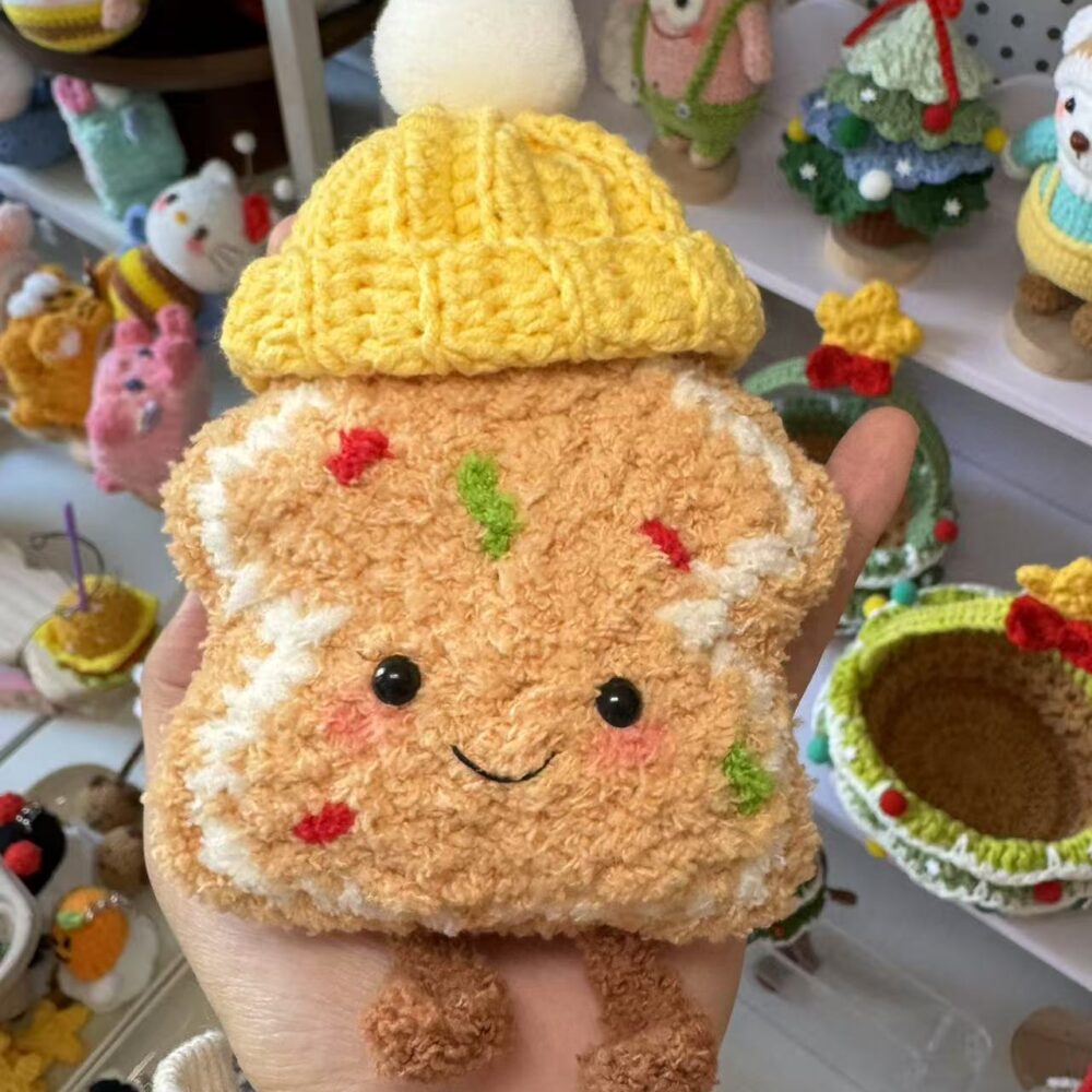 Cute Knitted Gingerbread Man Plush with Cozy Hat – Christmas Gift Idea